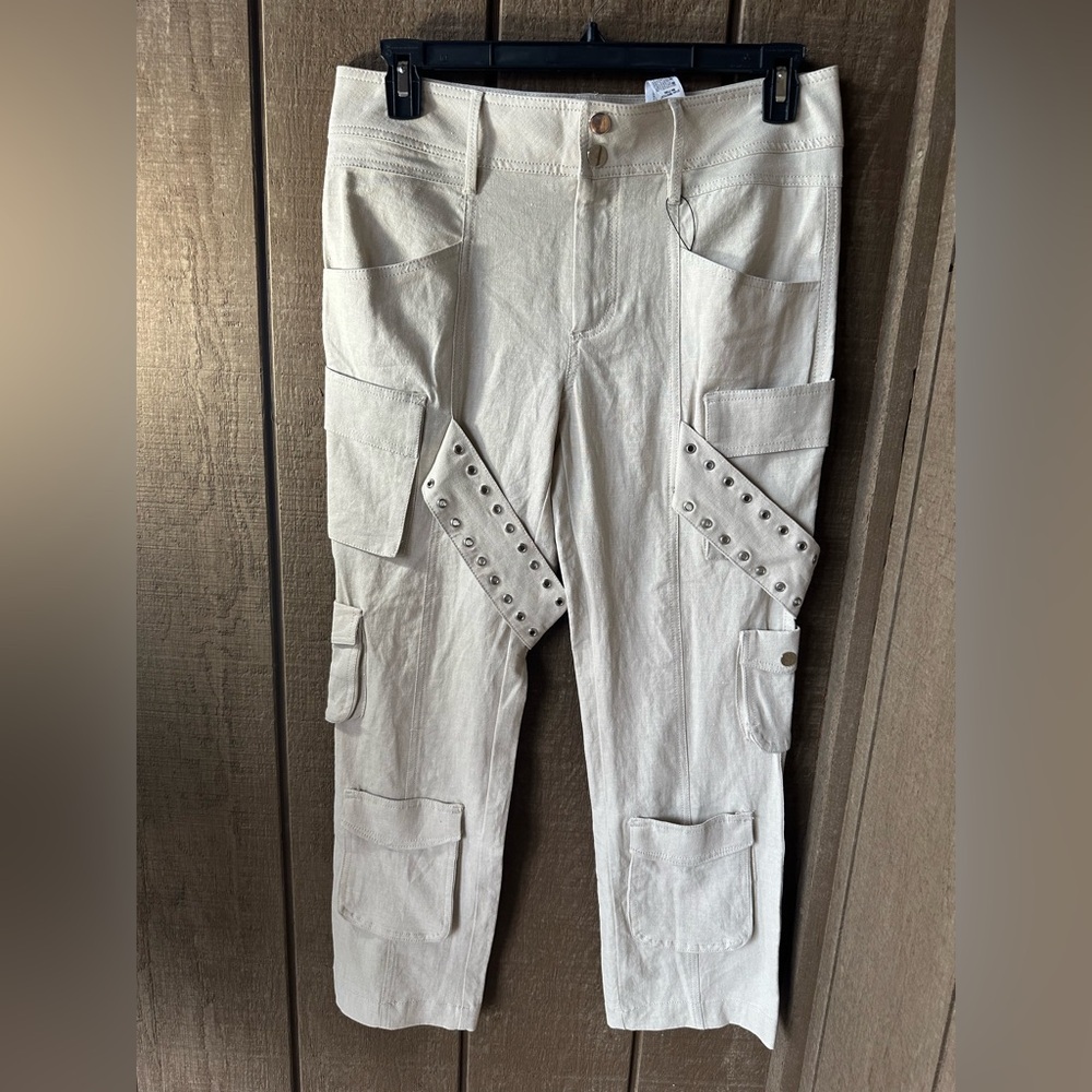 ZARA Beige/Ivory Belt with Pockets Pants